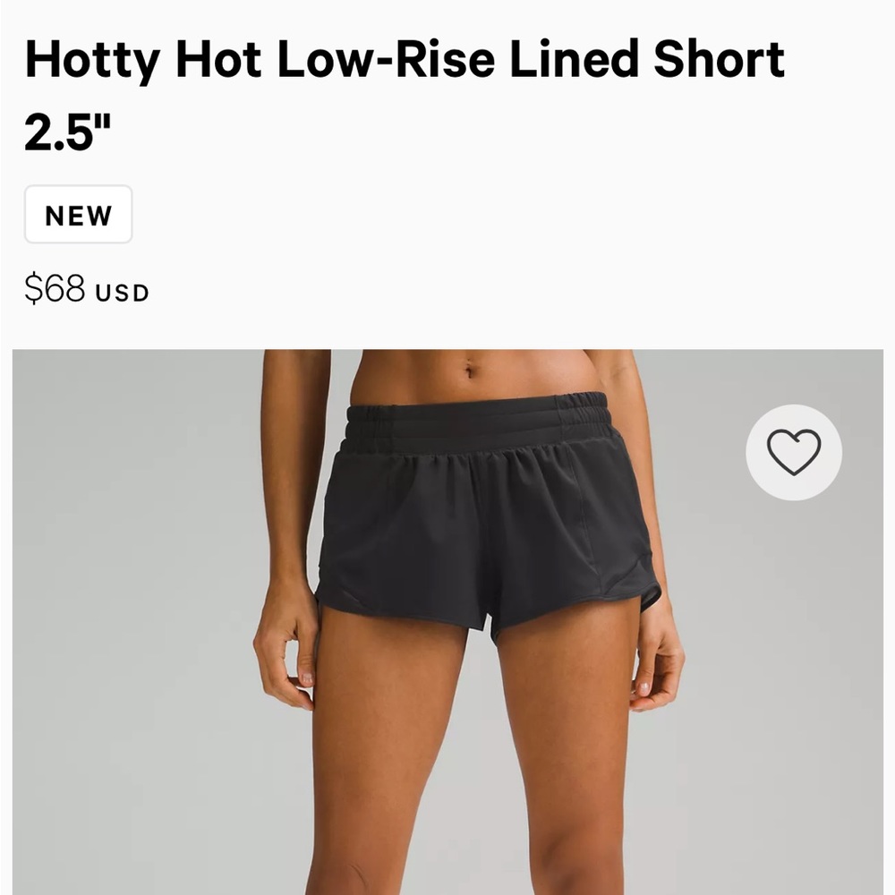 lululemon hotty hot low rise 2.5” size 2!!
